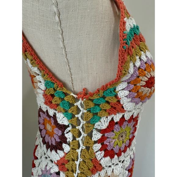 Alemais Crochet Maxi Dress 6 Granny Square Women's Resort Pool Beach - Picture 11 of 12